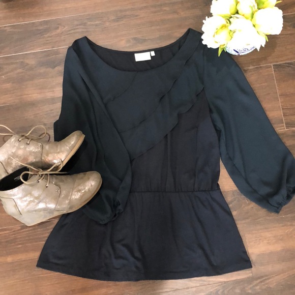 Deletta Tops - NWOT-Anthropologie Deletta Blouse- Navy- sz LG